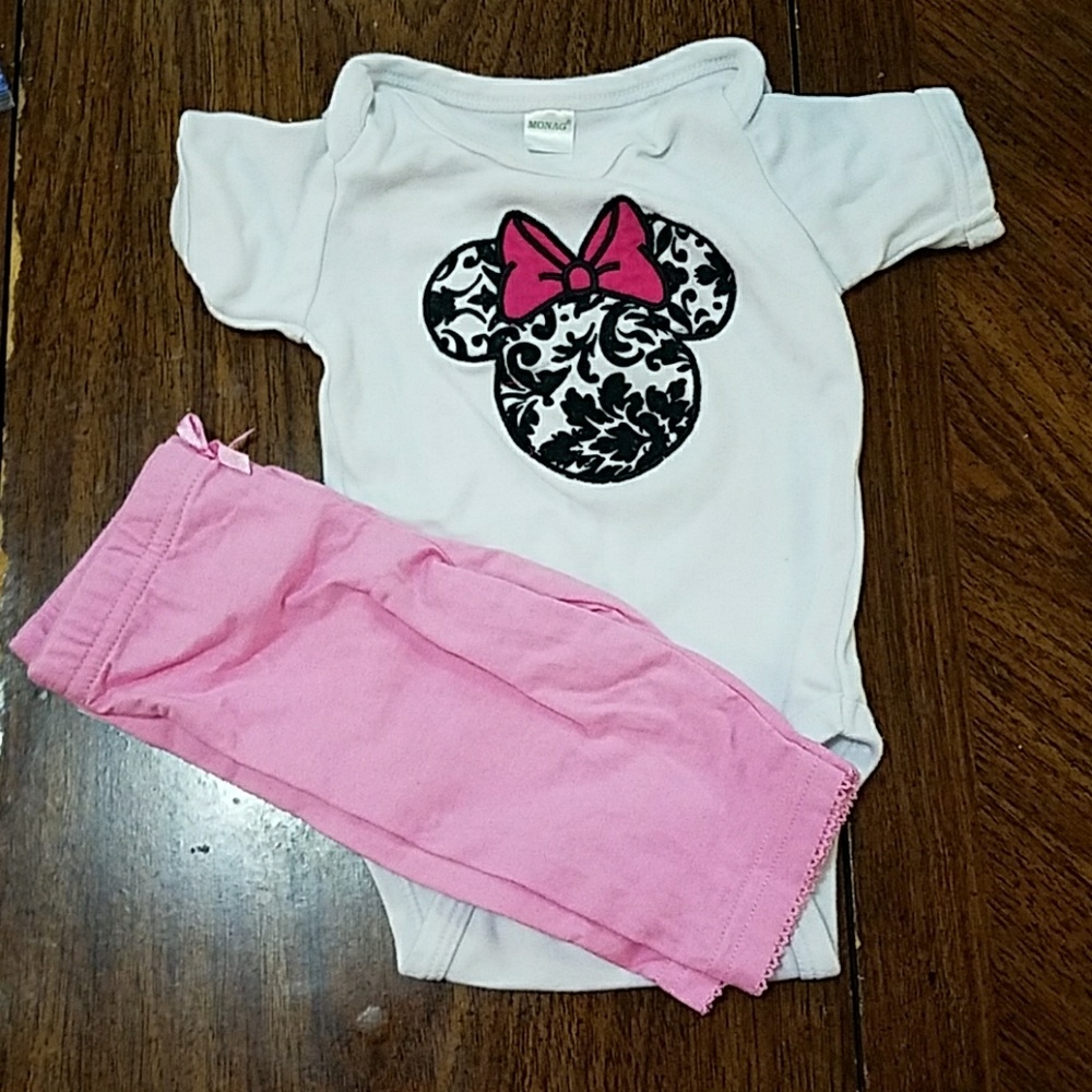 Minnie Mouse Embroidered Onesie Outfit